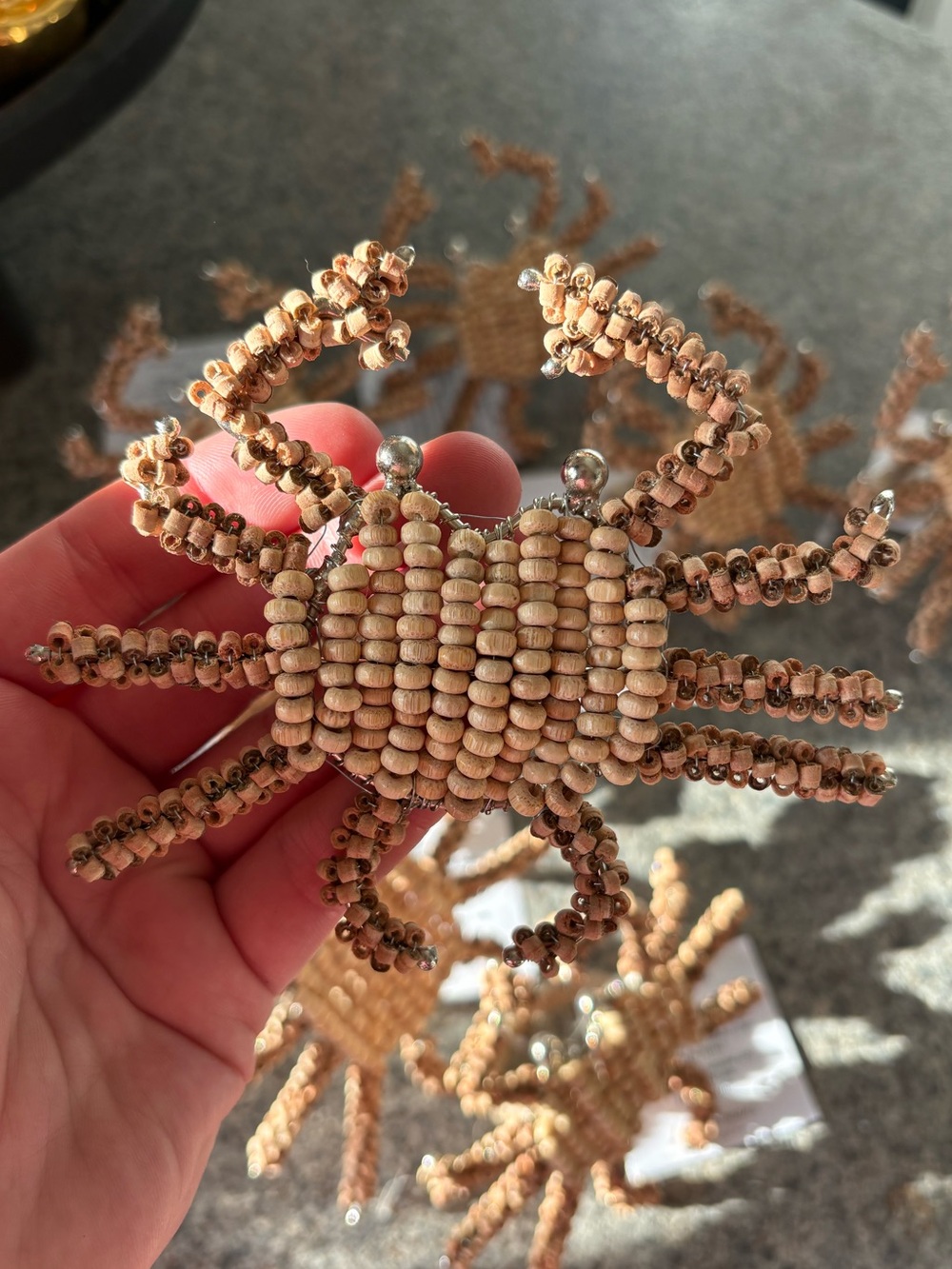 Les Ottomans Crab Handmade Wood Beaded Napkin Rings (8pieces)